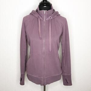 Athleta purple hooded full zip long sleeve athletic jacket size Medium sporty
